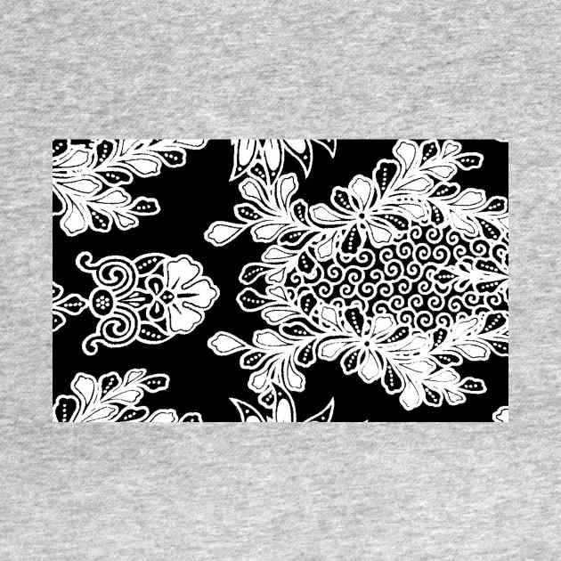 Paisley BALI BATIK Monochrome flowers by Batik Mollek